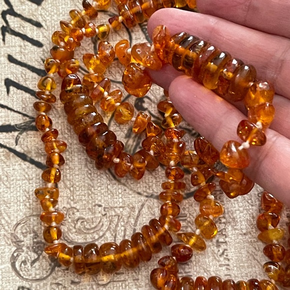 Genuine natural unheated Baltic honey amber long heavy necklace - Picture 5 of 13